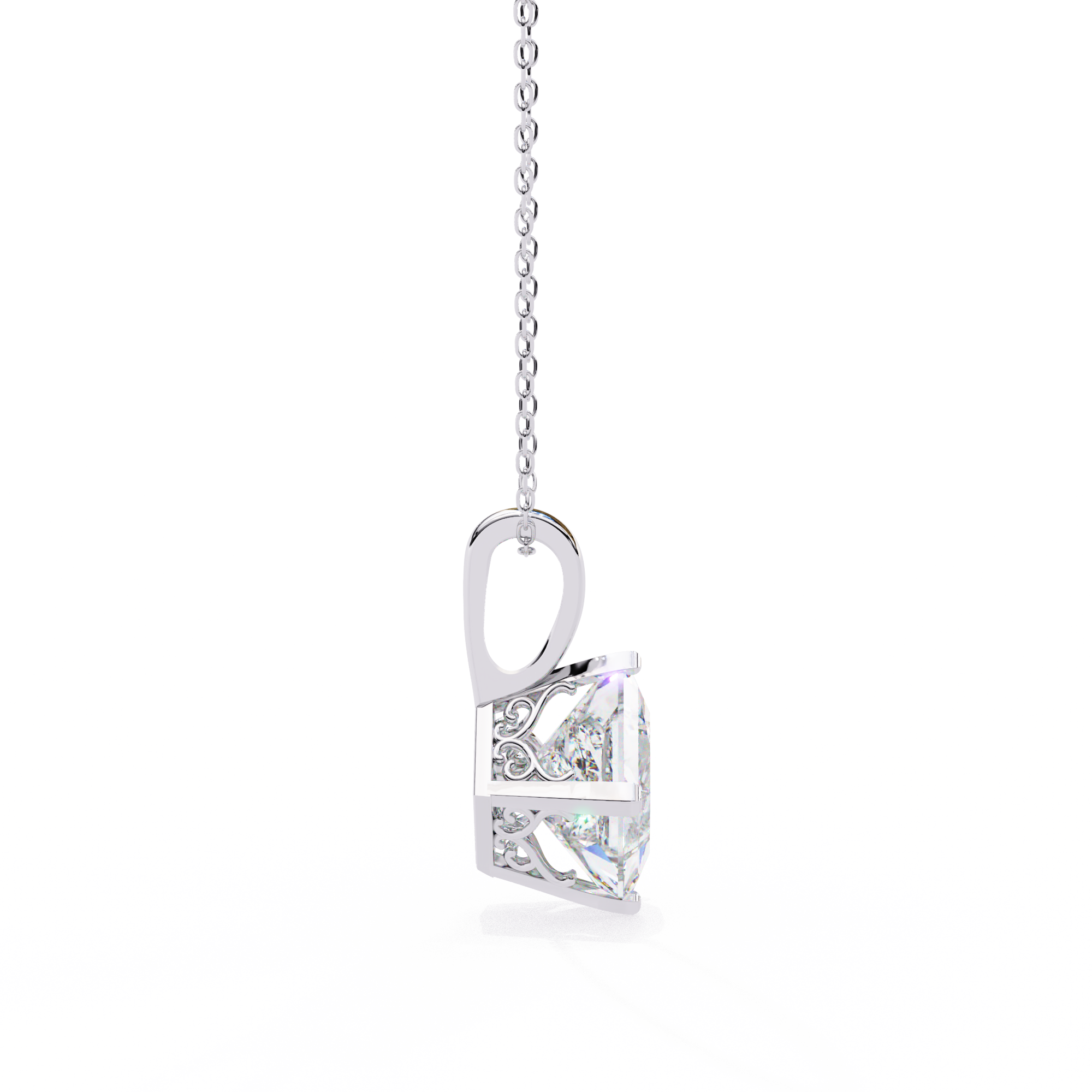 Solitairekart 2.87ct Tilted Princess-Cut Natural Diamond Solitaire Pendant-H Color, VS1 Clarity